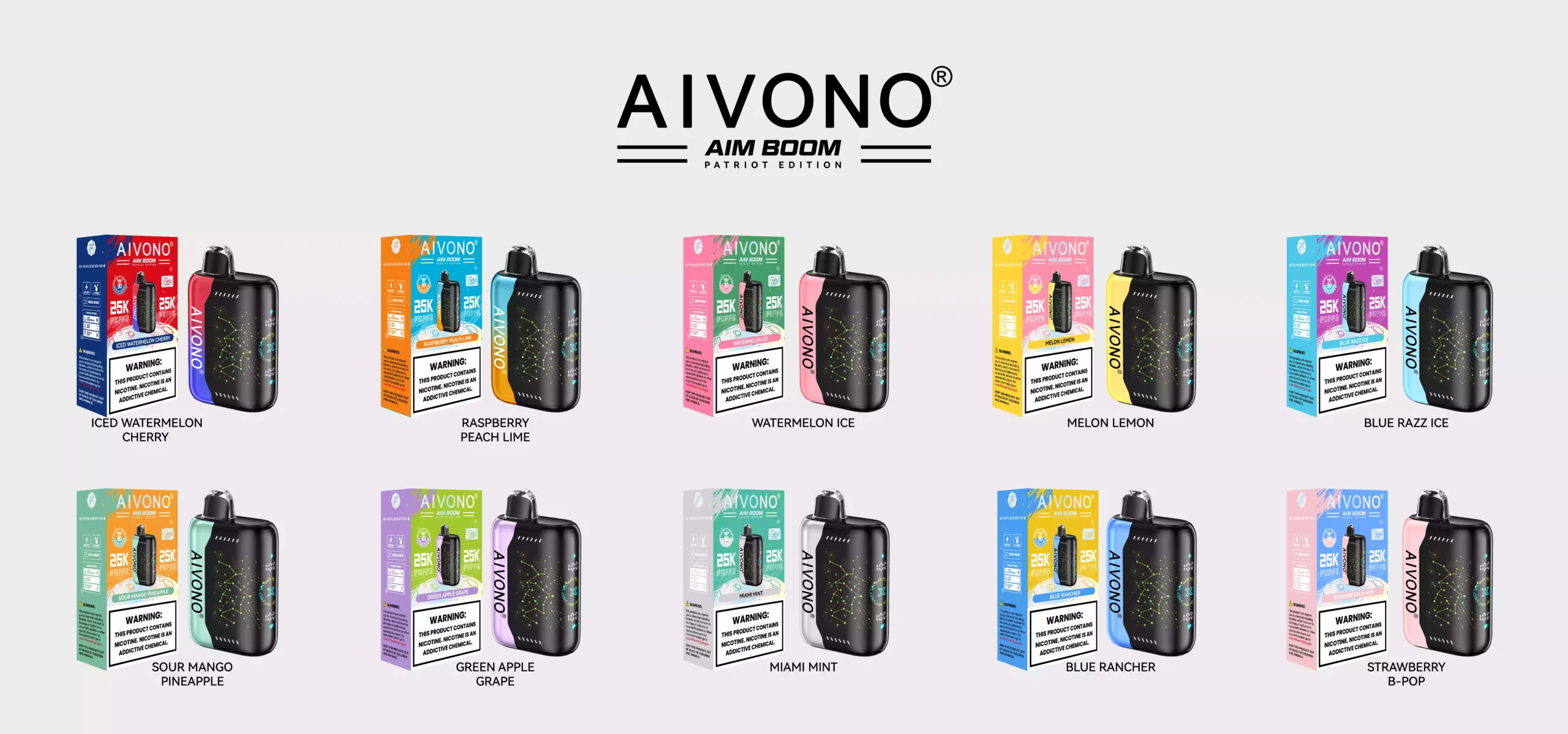 AIVONO AIM BOOM 25000Puffs Atacado 0% 2% 3% 5% Caneta Vape com baixo teor de nicotina Recarregável de alta qualidade Comprar cigarro eletrônico descartável