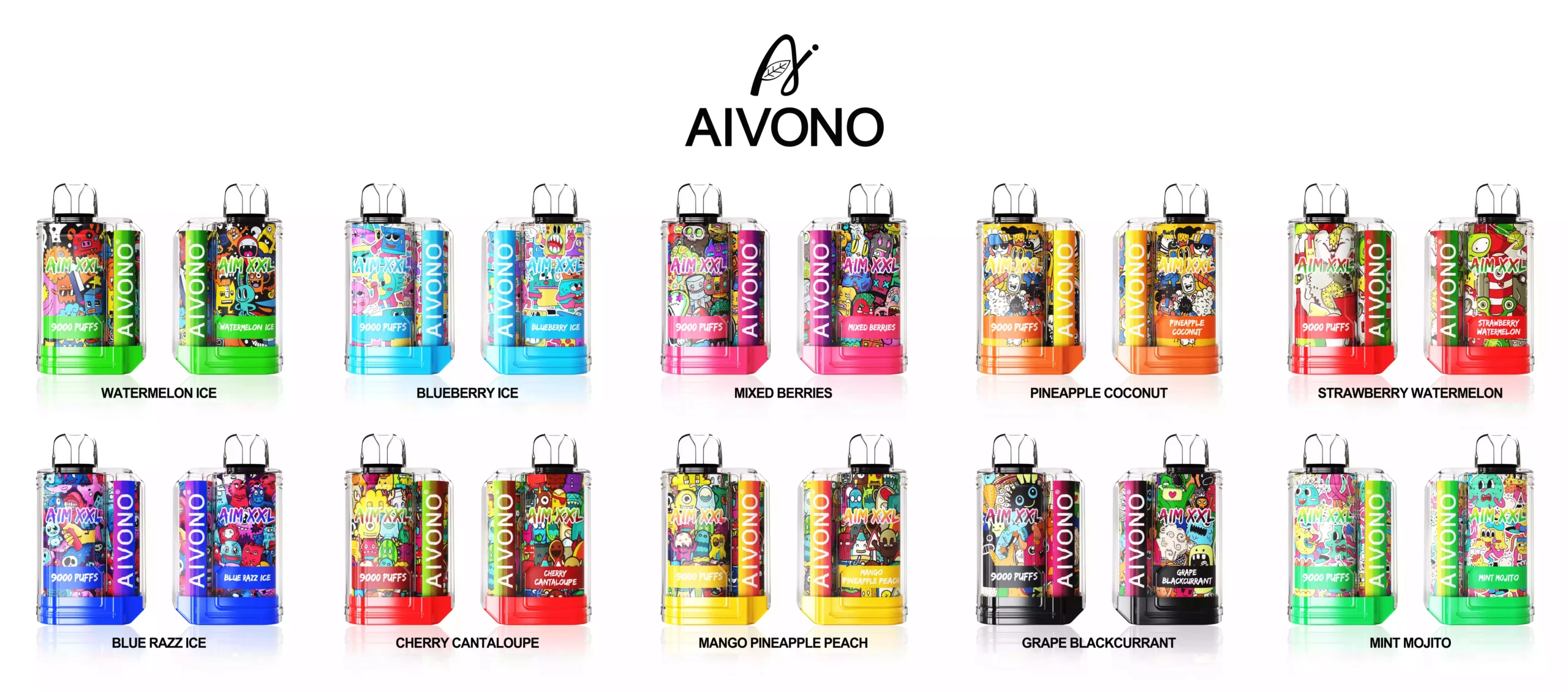 AIM-XXL Aivono 9000Puffs Vente en gros 0% 2% 3% 5% Vape rechargeable à faible teneur en nicotine Pem Haute qualité en vrac Acheter cigarette électronique jetable