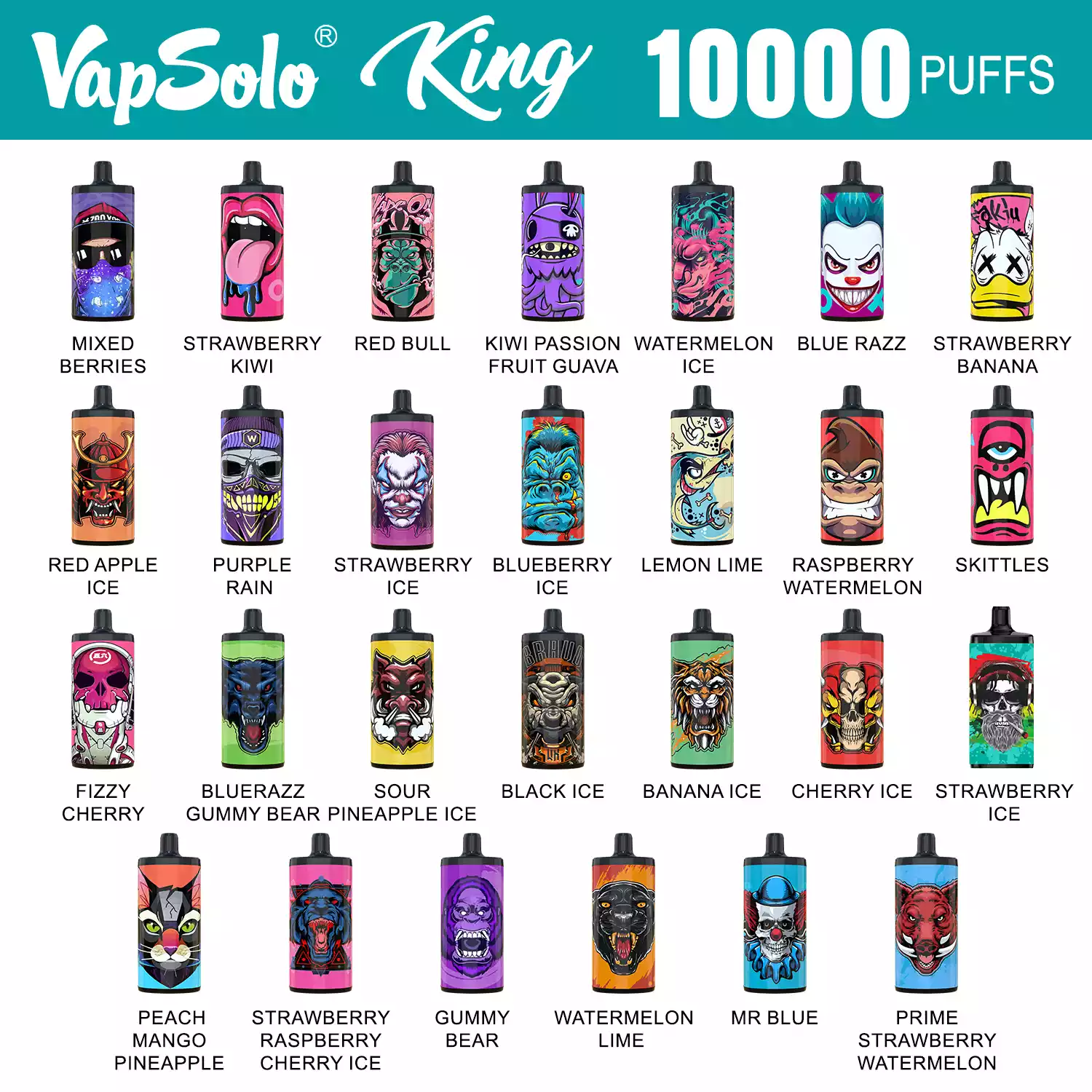 Vapsolo King 10000 Puffs Vape Pen Tukkumyynti 2%, 5% Vähänikotiiniinen Ladattava Korkealaatuinen Bulkki Osta Kertakäyttöinen Elektroninen Savuke