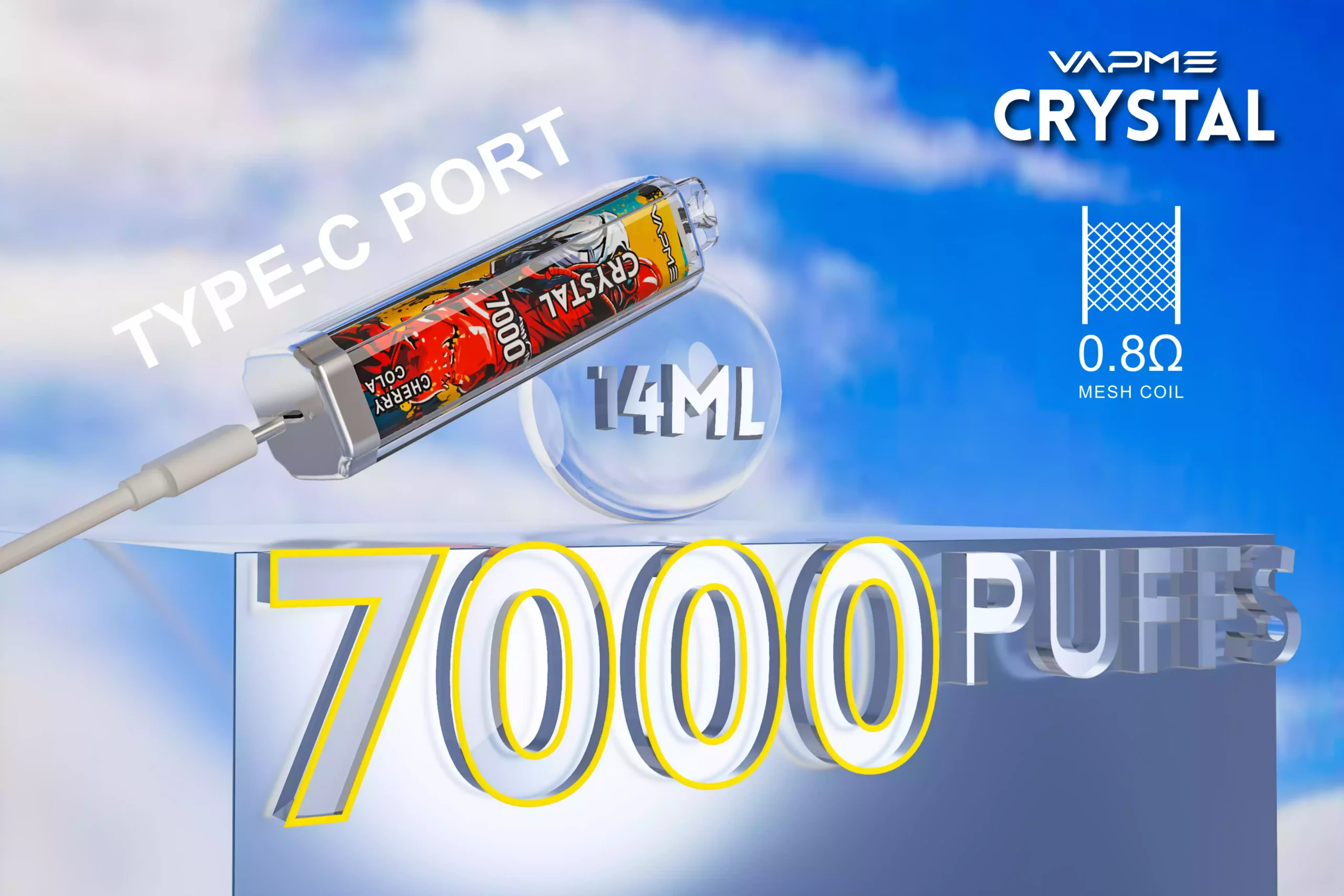 Vapme Crystal 7000 Puffs Vape Pen оптом 2%, 5% з низьким вмістом нікотину, високоякісна оптом Купуйте одноразову електронну сигарету