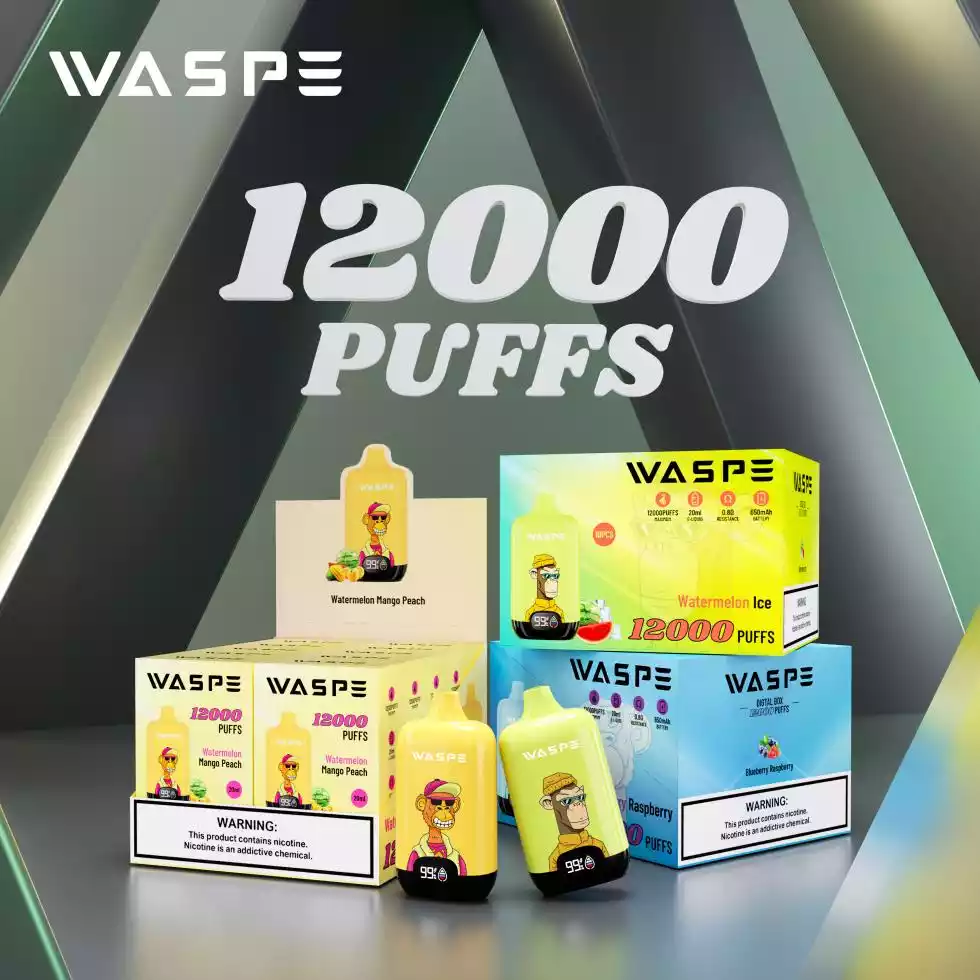 Waspe 12000 Puffs Digital Box Wholesale 0%, 2%, 3%, 5% Low Nicotine Rechargeable High Quality Bulk Buy Disposable Electronic Cigarette 