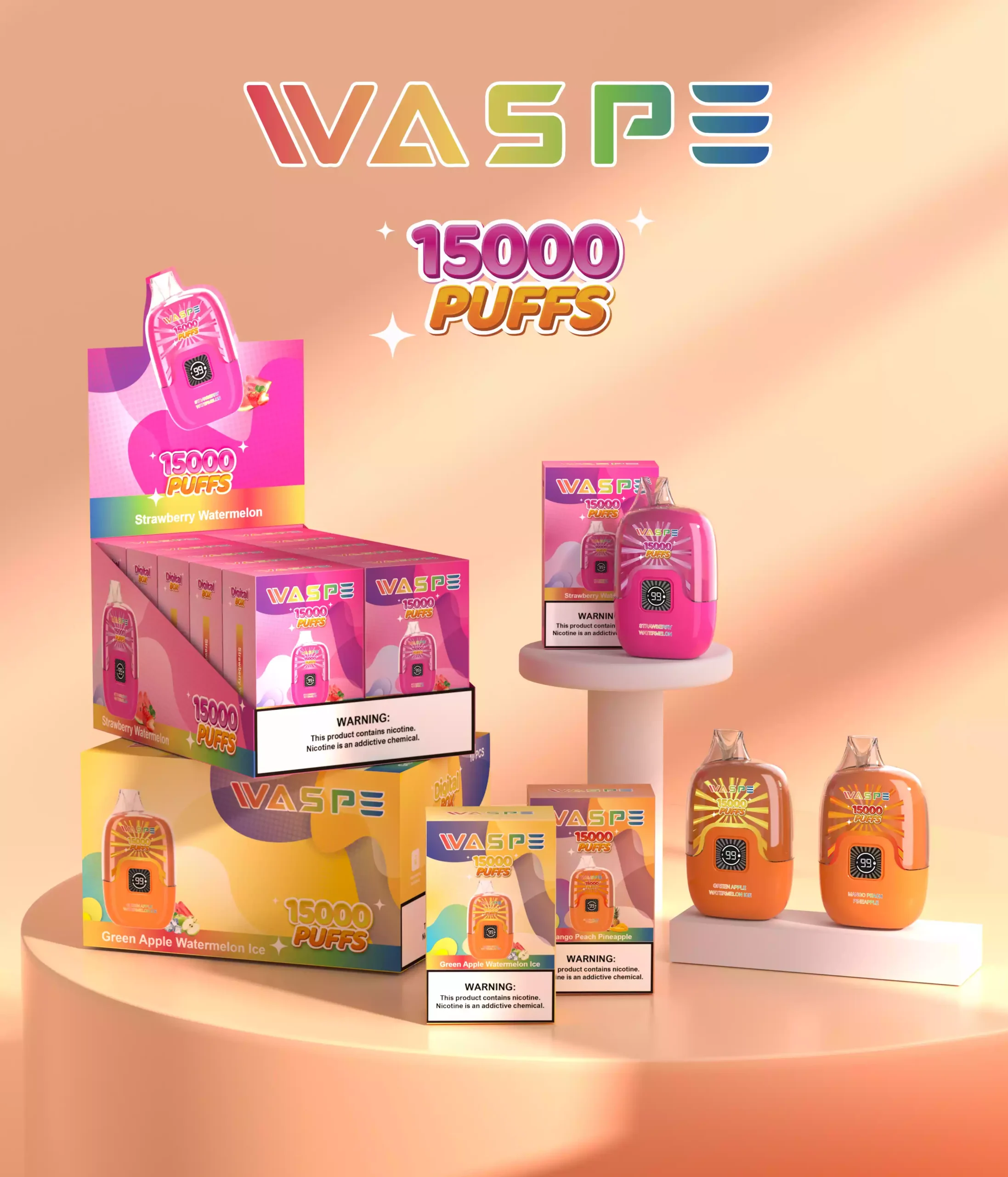 Pix cutie digitală Waspe 15000 Puffs Vânzare cu ridicata 0%, 2%, 3%, 5% Reîncărcabil cu nicotină scăzută Reîncărcabil de înaltă calitate Cumpărați țigară electronică de unică folosință 