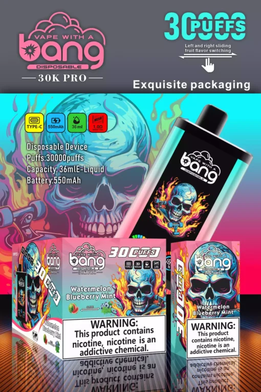 Bang 30000 Puffs Disposable Vape Dual Flavors Massive Capacity Wholesale 0%, 2%, 3%, 5% Low Nicotine Rechargeable High Quality Bulk Buy