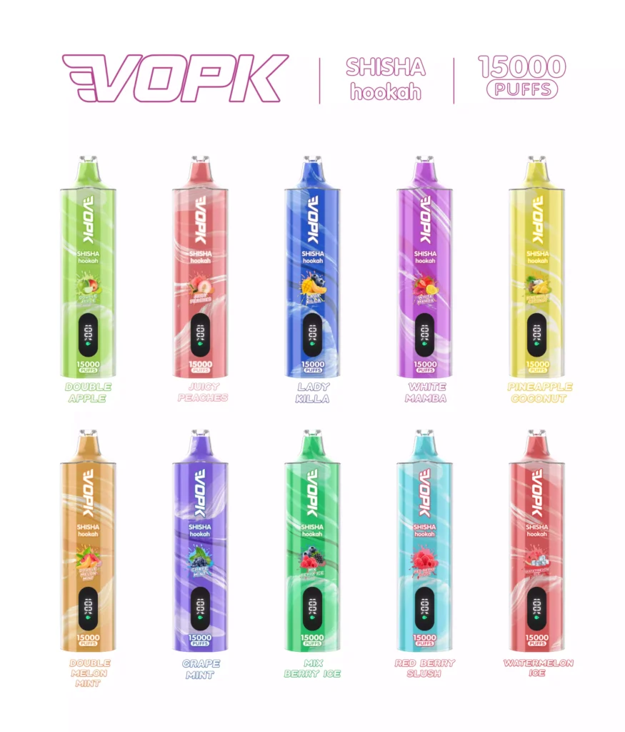 VOPK Shisha Hookah 15000 Puffs Vape Pen Wholesale 0% 2% 3% 5% Low Nicotine Rechargeable High Quality Bulk Buy Disposable Electronic Cigarette