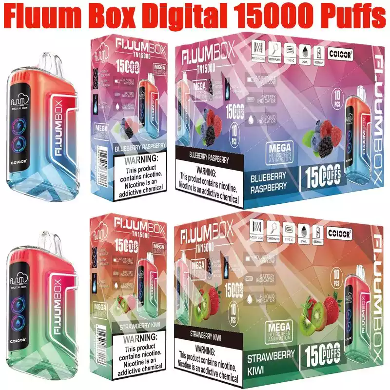 Wholesale Vape EU Fluum Box Digital 15000 Puffs Smart Screen Disposable E Cigarette Puff 15K Adjustable Airflow Pod Online Shopping