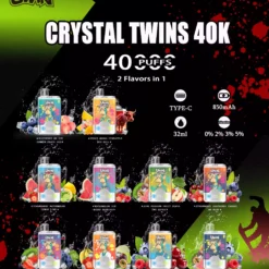 Fast Shipping Uwin Twins Crystal 40k Puffs with Rechargeable 850mAh Battery and 0% 2% 3% 5% Nicotine for Wholesale Bulk Buying from Factory Direct (2)